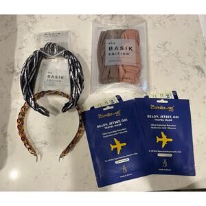 Lot Of 6 Spa Items 4 Headbands 2 Face Mask Travel Friendly